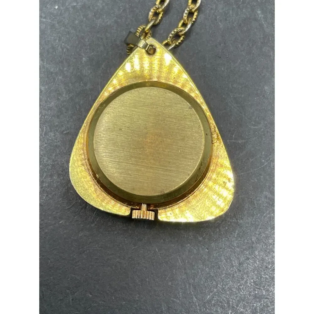 Vtg Impex Mechanical Wind Up Necklace Pendant Watch Gold Tone Swiss Made 30mm